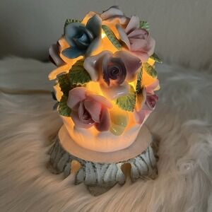 VTG '50s Ceramic Flower Nightlight Lamp Underwriters Lab Aladdin Giftware USA